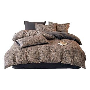 轻奢高级感全棉磨毛床上四件套纯棉主卧室复古床单被套床品三件套