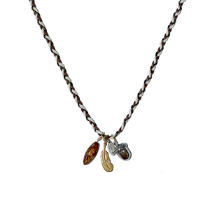 「新年礼物」橡果羽毛编织长项链女通勤百搭编绳毛衣链冬季新款