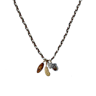 「新年礼物」橡果羽毛编织长项链女通勤百搭编绳毛衣链冬季新款