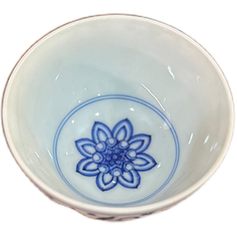 又见春风 景德镇青花釉里红鱼藻鸡心杯 手工陶瓷茶杯 主人杯茶具