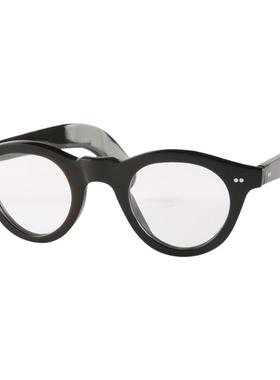 日韩风圆形光学眼镜架两颗铆钉饰黑色水牛角男女太阳镜偏光墨镜