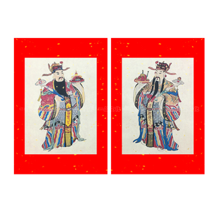 马年春节传统复古红底宣纸年画门神门贴怀旧中国风秦叔宝尉迟春联