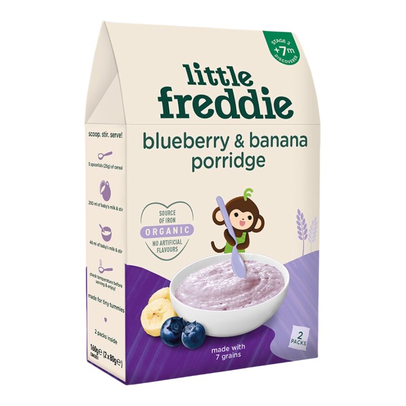 Little Freddie 香港进口婴儿宝宝有机蓝莓香蕉7种谷物米糊160g*3
