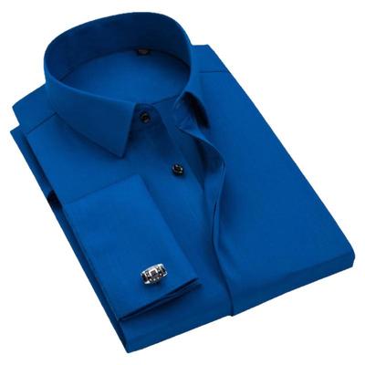 男士修身法式衬衫男长袖商务正装