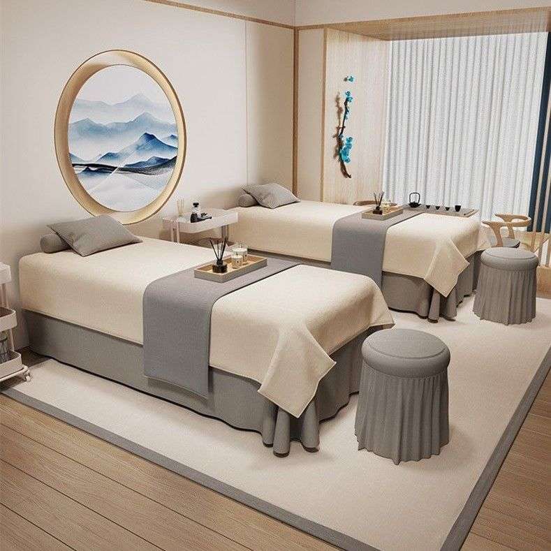 高档美容床罩四件套轻奢美容院美容床4件套按摩理疗床罩四季通用