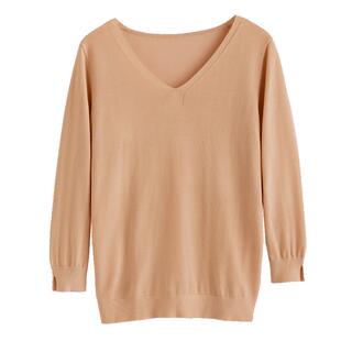 洛薇雅桃心V领冰丝针织衫女2025春秋新款天丝七分袖打底衫上衣