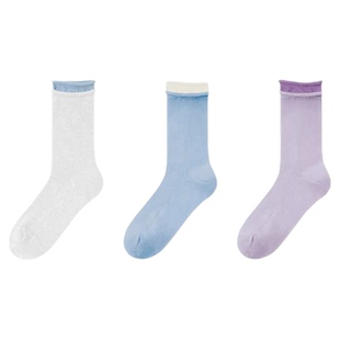 女士卷边堆堆袜夏季薄款吸汗透气抑菌防臭多巴胺ins潮双罗口袜子