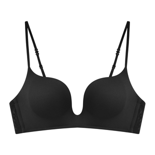 挂脖美背内衣女小胸聚拢显大夏薄款深V无痕隐形细肩带露背文胸罩