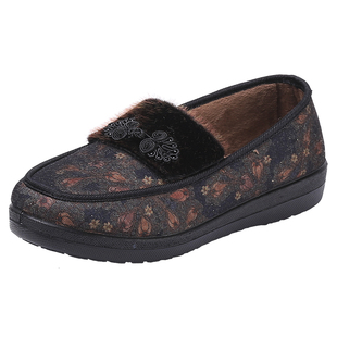 冬季老北京布鞋女奶奶棉鞋加绒保暖老太太鞋妈妈鞋软底防滑老人鞋