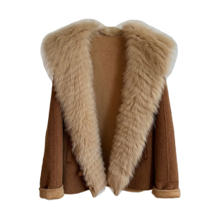 冬日宿命！可拆卸狐狸毛领双面呢羊毛大衣皮草2025新款毛呢外套女