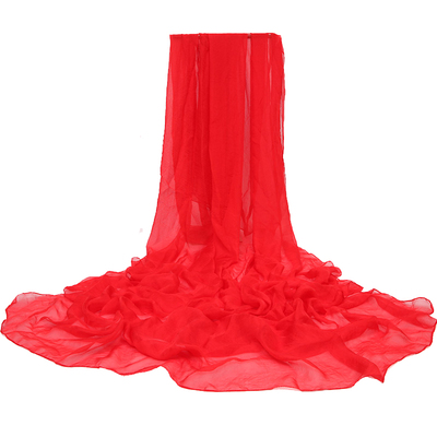 洋气时尚风大红色雪纺围巾披肩