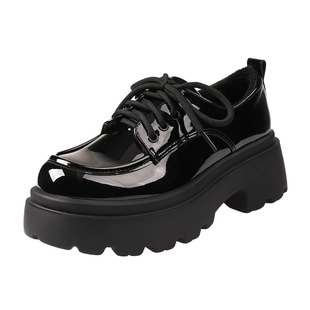 真皮窄版窄头乐福鞋女2025新款厚底加绒jk风日系鞋系带哑光皮鞋女