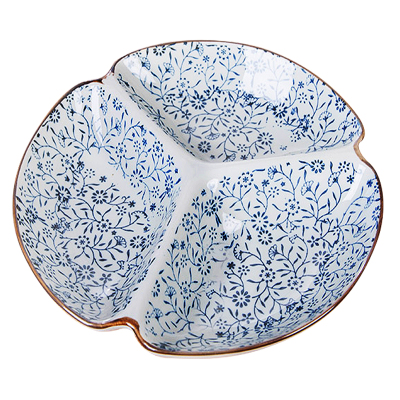 日式釉下彩陶瓷分格盘餐盘