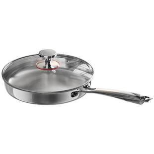 双枪316L不锈钢平底锅煎锅家用无涂层不粘锅电磁炉用煎牛排煎锅