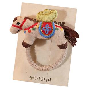 儿童喜庆可爱立体充棉小马发夹发绳女童新年红色小马发卡皮筋发饰