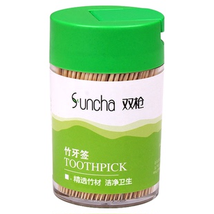双枪天然环保竹牙签牙签瓶餐用牙签500支罐装竹子牙签YQ1252