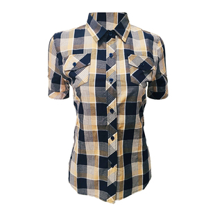 2025年夏装新款格子衬衫女短袖全棉韩版显瘦上衣复古港味衬衣外套