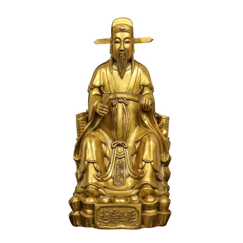 黄铜赌神铜像偏财神家用招财摆件