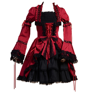 【Lace Garden】+Miss 瑞拉+lolita接袖黑白连衣裙OP中古全款现货