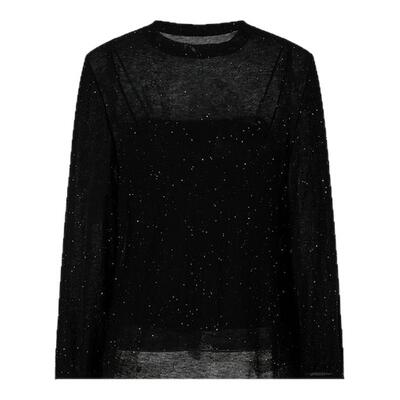 尹默春水绒羊毛亮片宽松针织衫