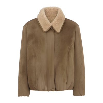 时尚复古麂皮绒内胆羊毛短外套女