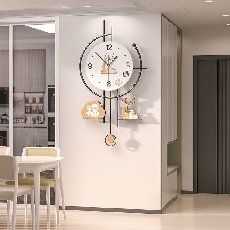 奶油风钟表客厅高级感现代家用餐厅装饰挂钟简约创意静音时钟挂墙