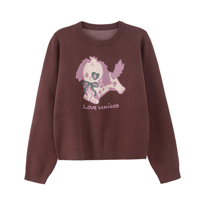 UNIFREE小狗提花套头针织衫