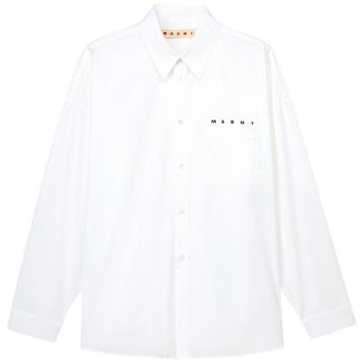 【12期免息】MARNI 男士字母LOGO纯色长袖衬衫
