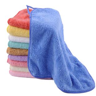 珊瑚绒挂式小毛巾幼儿园方巾儿童洗脸巾家用超柔软吸水擦手巾抹布