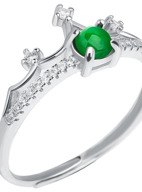 天然翡翠阳绿玉石时尚可调节戒指