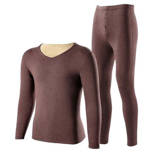 桑蚕丝保暖内衣男士加绒加厚冬季德绒无痕自发热防寒秋衣秋裤套装