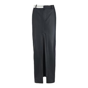 455EMBLE 新品原创设计女复古机能开叉及踝长裙春季新款百搭裙子