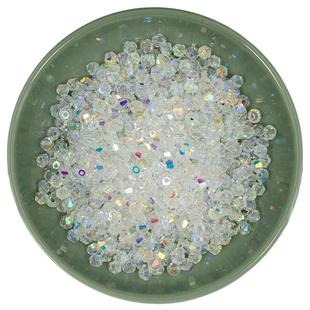 精品水晶diy散珠子3mm/4mm菱形珠彩白手链项链饰品材料 100颗超闪