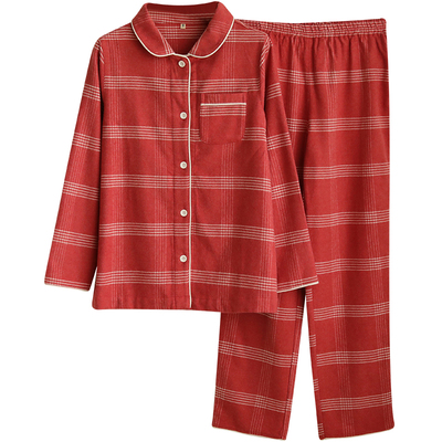 秋冬季情侣睡衣男女2025新款纯棉磨毛绒布加厚中老年家居服套装