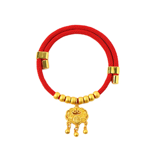 俘获猫咪项圈宠物项链小猫铃铛狗狗脖子配新年红色长绳命锁金饰锁