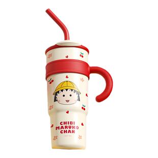 樱桃小丸子保温杯女生吸管冰霸杯2026新款夏季高颜值巨无霸水杯子