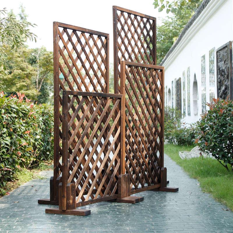 碳化防腐木底座方网斜网栅栏围栏网片屏风篱笆底座固定配件