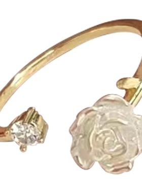 时尚个性山茶花戒指女