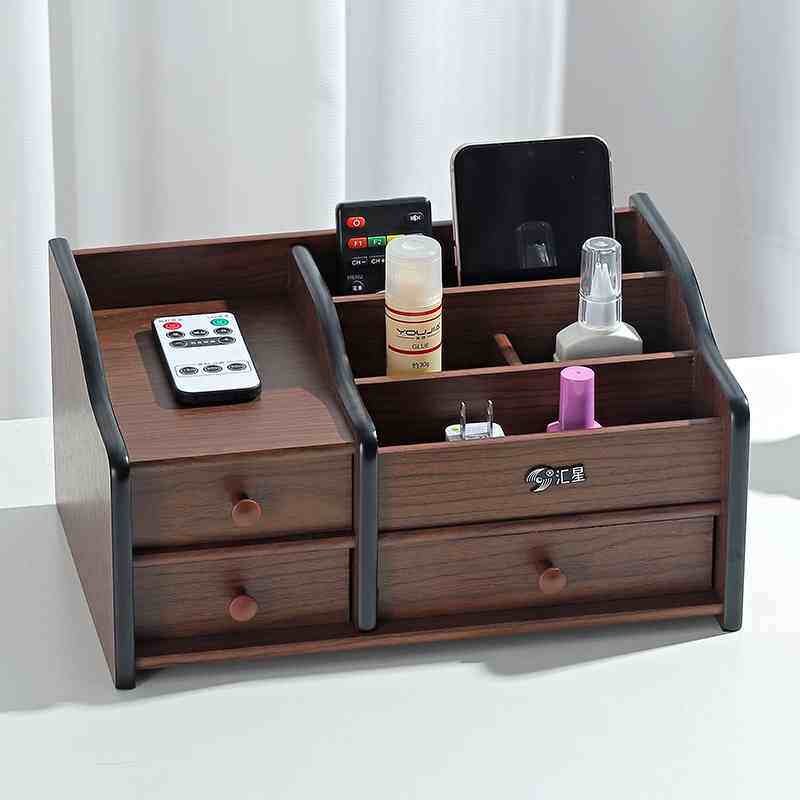 木质桌面护肤品化妆品收纳盒多功能家用笔筒办公室卧室整理置物架