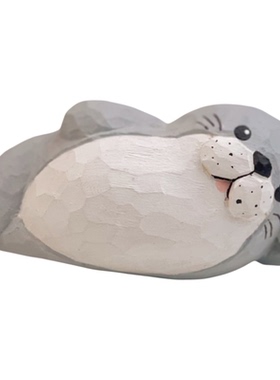 手工木雕可爱海豹摆件