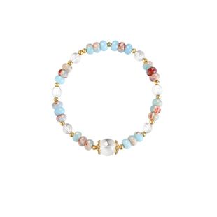 AJIDOU阿吉豆手链女款多巴胺彩珠手串个性百搭寿山石串珠精致手饰