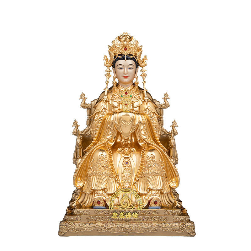 碧霞元君神像全铜贴金神像摆件
