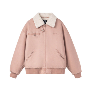 FORNINES可拆羊羔毛翻领加厚棉衣男女情侣装潮牌冬季复古工装外套