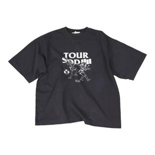 SOD Co. Boxy Fit T恤 深灰色 巡演印花复古水洗短宽大廓形短袖