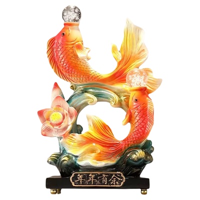 新中式高档双鱼摆件招财客厅电视柜玄关展示柜装饰品乔迁新居礼品
