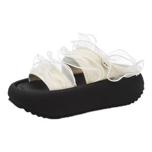 星期六网纱厚底凉拖鞋女外穿夏2025新款配裙子增高松糕凉鞋女拖鞋