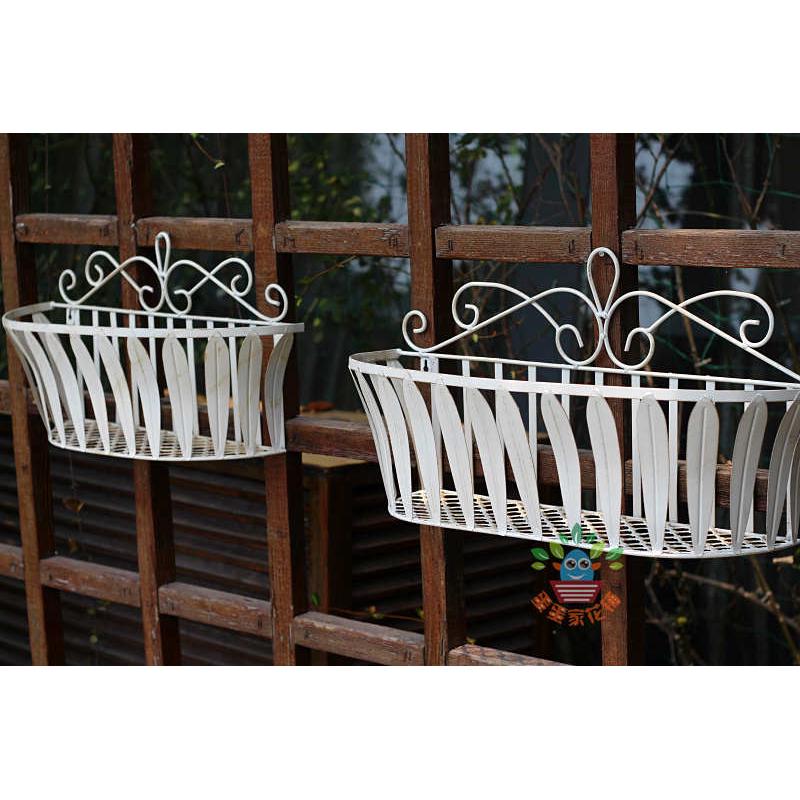 包邮 欧式铁艺壁挂花篮 阳台挂篮花架 花园庭院装饰摆件花框