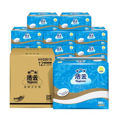 洁云加韧压花抽纸200抽*12包