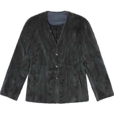 诗篇专选一手长V领H廓形桑蚕丝填充内胆水貂皮草外套2025新款