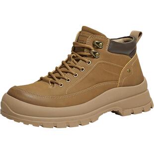 百思图冬季新款厚底高帮工装马丁靴时尚潮流运动男短靴51337DD5